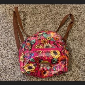 Sakroots pink floral and 🐝 print backpack purse